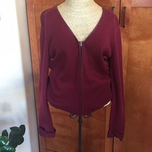 Leather trimmed sweater